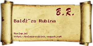 Balázs Rubina névjegykártya